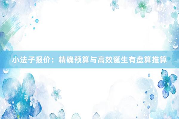 小法子报价:精确预算与高效诞生有盘算推算